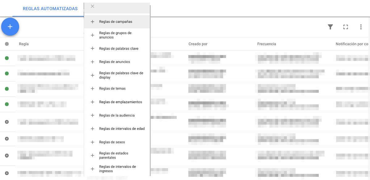 reglas google ads opciones